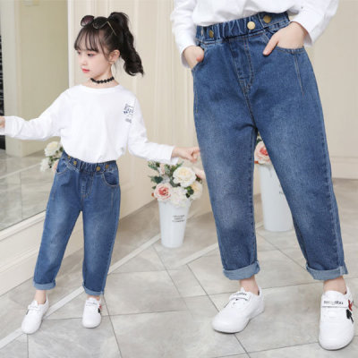 Children`s Clothing Junior Clothing Girls` Jeans Denim Pants Elementary School Students 1145