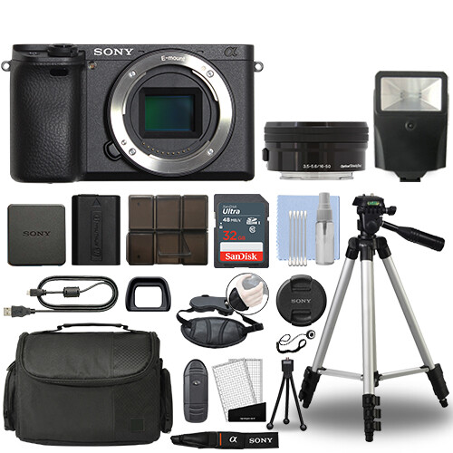 Sony Alpha a6400 Mirrorless 4K Digital Camera & 16-50mm Lens Black + 32GB Bundle