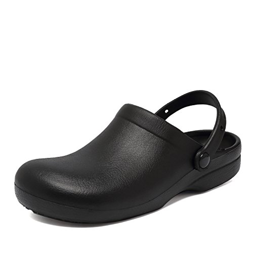 FANTURE Slip Resistant Chef Clog Mule Restaurant Non Slip Work Shoes Black for Men Women