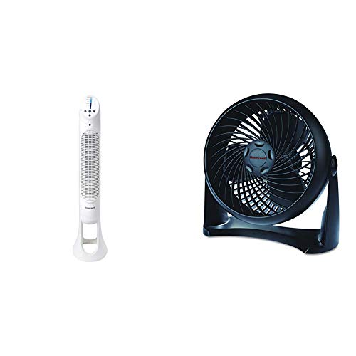 Honeywell Quiet Set Whole Room Tower Fan & HT-900 TurboForce Air Circulator Fan Black