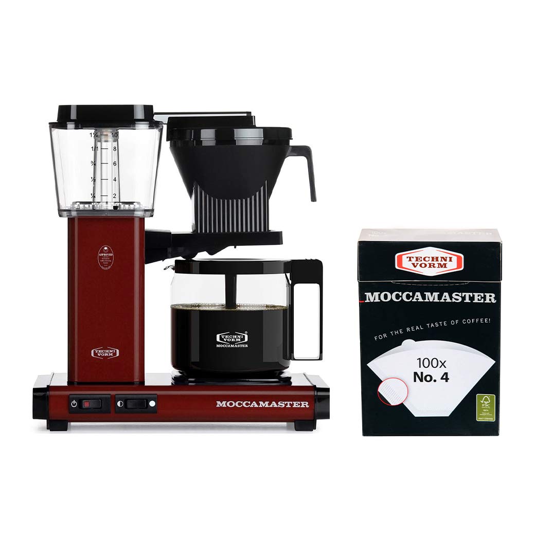 Technivorm Moccamaster KBG Coffee Brewer 10-Cup with Glass Carafe with number 4 Filter (Merlot)