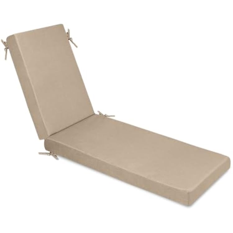 Milliard Memory Foam Outdoor Chaise Lounge Lawn Chair Cushion, with Waterproof and Washable Cover, Beige, 73x21x2.5