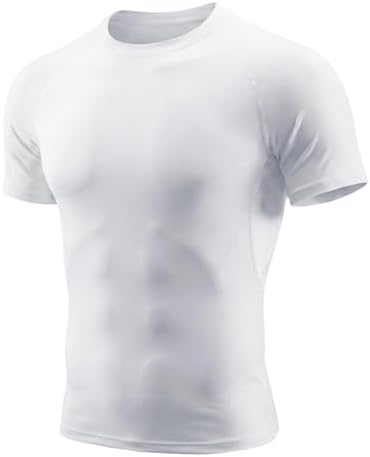 Mens Compression Shirt Short Sleeve Athletic Top Sports T-Shirt Undershirt Base Layer Shirts Tight for Workout Gym