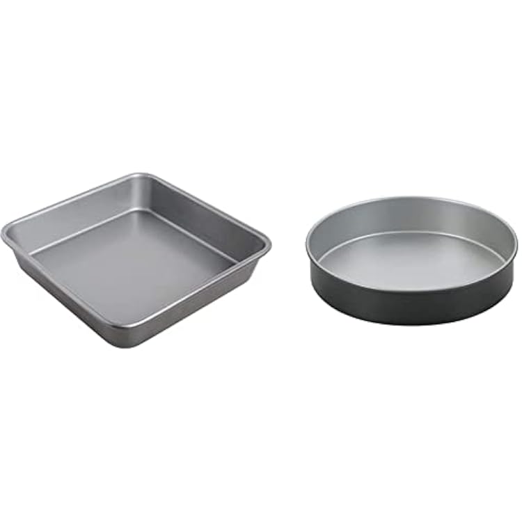 Cuisinart 9-Inch Chefs Classic Nonstick Bakeware Square Cake Pan, Silver & 9-Inch Chefs Classic Nonstick Bakeware Round Cake Pan, Silver