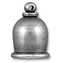 TierraCast Cord End Taj Beads, 8mm Inner Diameter/16mm, Tin Oxide