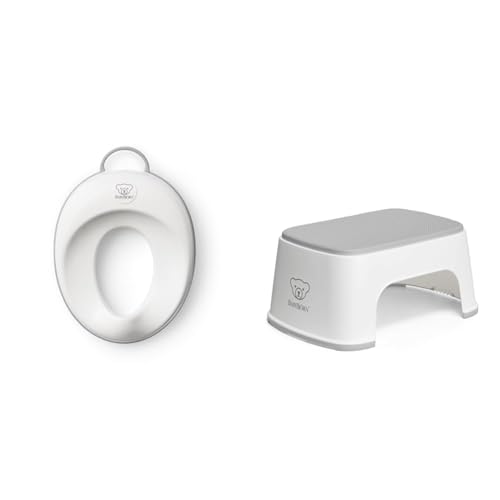 BABYBJORN Toilet Trainer, WhiteGray, 1 Count Pack of 1 & Step Stool, WhiteGray