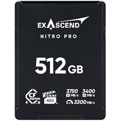 Exascend Nitro Pro CFexpress 4.0 Type B Memory Card, Read 3750 MBs, Write 3400 MBs, VPG400 1, TB