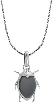 Boma Jewelry Sterling Silver Hematite Scarab Beetle Necklace, 18 inches