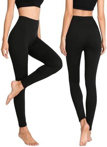 Women Long Johns Thermal Pants, Fleece Lined Lightweight Base Layer Bottoms, Compression Sport Leggings Winter Gear