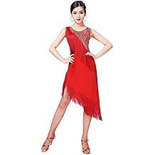 Z&X Women's Latin Salsa Tango Dress Sequin Asymmetry Fringe Dancing Dress Ballroom Costume with Shorts