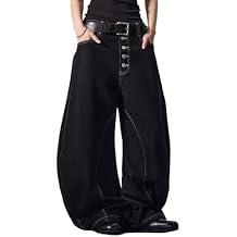 Nutriangee Men's Baggy Wide Leg Jeans for Men Women Y2k Barrel Loose Fit Streetwear Hip Hop Denim Pants
