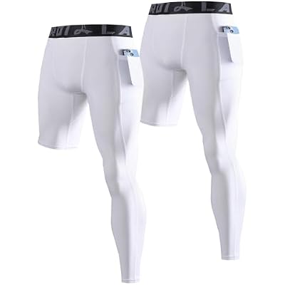 LAFROI Mens 2-Pack One Leg Compression Tights Leggings Waistband with Pocket-YSK11sd