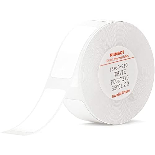NIIMBOT D11 Label Tape - 0.591.18 1530mm White Stickers Waterproof Tear-Resistant Replacement for D11D110D101 Label Printer Office&Home