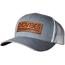 DadBod Apparel DB DadVibes Leather Patch Classic Snapback Hat - Heather Grey/White Mesh - Premium Baseball Cap for Girl Dads and Boy Dads
