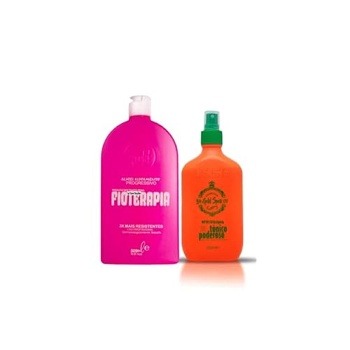 Kit Gold Spell  Progresiva Everk Nova Fioter@pia 500ml16.91 fl.oz  Powerful Tonic 250ml8.45 fl.oz  Brazilian Keratin Treatment Kit  Official Seller Gold Spell Cosmetics
