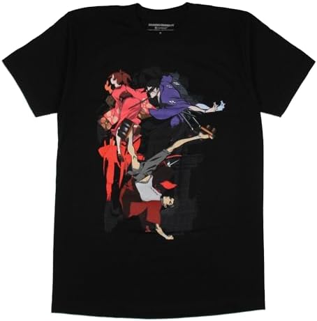 Seven Times Six Samurai Champloo Anime Mens Yuu Mugen Jin Trio Graphic T-Shirt Medium Black