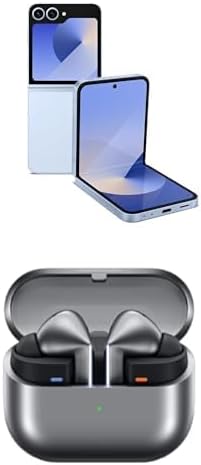 SAMSUNG Galaxy Z Flip 6 AI Cell Phone + Buds3 Pro (Silver), 256GB Unlocked Android Smartphone, FlexCam, Photo Assist, Camcorder Mode, Foldable Design, 2024 US , Silver Shadow