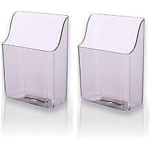 2 Pack Self Adhesive Wall Mount Remote Control Storage Box with Transparent Remote Control Holder Convenient Acrylic Media Organizer for Beside Table Bedroom Wall Nightstand Bed TV (Clear)