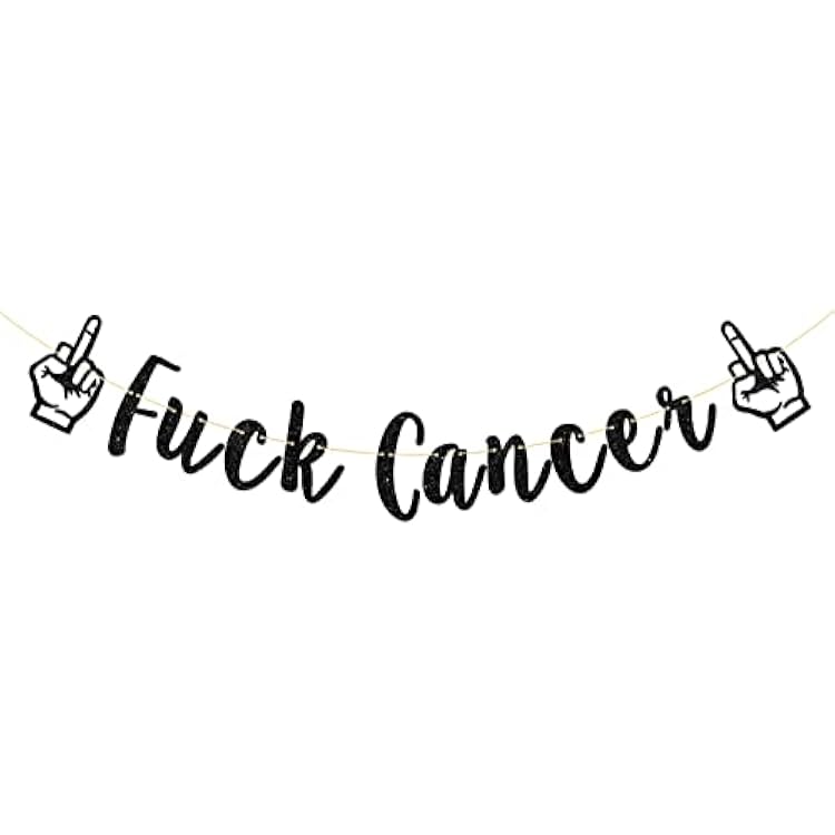 Fuck Cancer Banner, Cancer Theme Party Decoration, Breast Cancer, Straight Outta Chemo Party Supplies Black Glitter