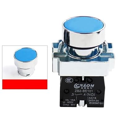 Momentary Push Button Switch 22mm 10A/240V Circular Small Size Flat Round Panel NC/NO XB2-BA31 XB2-BA42 ZB2-BE101C 102C(Blue NO)