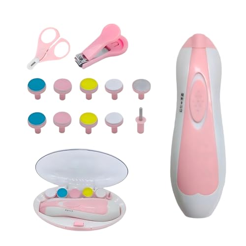 Baby Nail Trimmer File with Light Safe Electric Nail Clippers Kit for Newborn Infant Toddler Kids Pink