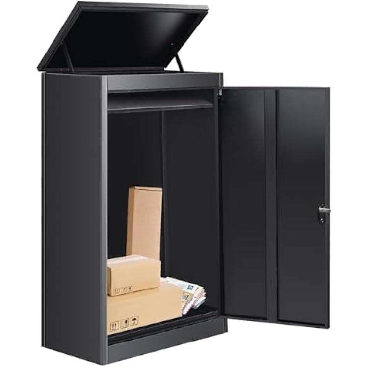 43.5Inch Express Package Delivery Box for Outside, Ultra Large Parcel Drop Boxes with Lock Made of Automotive Steel, Waterproof Anti-Theft Parcel Drop Box with Secure Storage for Home Business