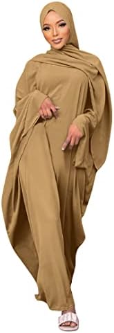 AWIBMK Women Abaya Full Length Dubai Jilbab Muslim Hijab Dress Batwing Sleeve Robe Prayer Dresses Islamic Clothes