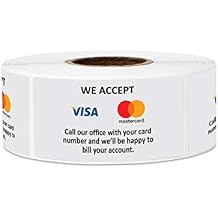 1 x 2 Inch We Accept Credit Cards Sign Visa MasterCard Forms of Payment Accepted Sign for Billing - 2 Roll of 300 Stickers for Credit Cards (Total 600 Stickers)