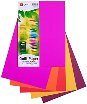 Quill, Coloured Paper, 80gsm, A4, Pack 100, Hot Assorted