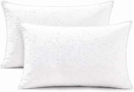 Deconovo Outdoor Pillow Inserts Pack of 2 12x20 Inch, 100% Nylon Waterproof Throw Pillow Inserts, White Water Resistant Cushion Inserts for Patio Porch Pool Sofa Couch Bed