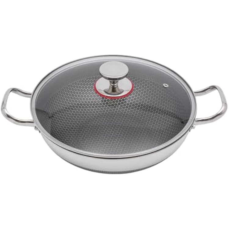 Non Stick Frying Pans, Cooking Pan With Lid, 12.59In Non Stick Frying Pan for All Hobs Including Induction, Gas, Electric, Glass, and Ceramic.