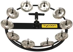 Tycoon Percussion 10" Hi-Hat Tambourine, 10 Pairs of Steel Jingles, Durable Rubber Padded Strike Zone for Extended Lifespan, Large (TBHH-10S)