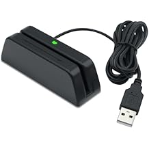 MSR123 Magstripe Reader, 3-Track Swipe Card Reader for Credit Card, ID, Loyalty Programs, USB Keyboard Emulation for QuickBooks Online