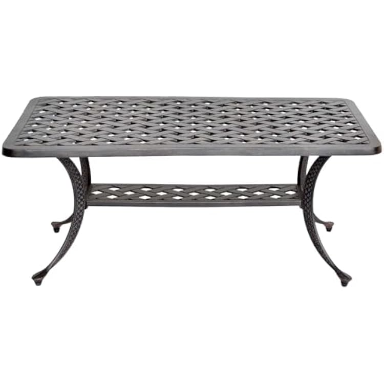 Nassau Patio Coffee Table Rectangle Outdoor Cast Aluminum - Desert Bronze