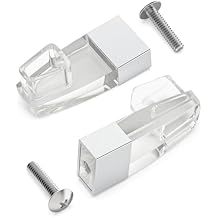Compatible for Alumax Basco Shower Door Parts, Clear Acrylic Towel Bar Brackets with Chrome Sleeve for Sliding Glass Door Towel Rod Replacement, Set of 2
