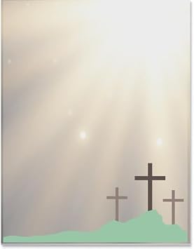 PaperDirect Heavenly Light Inspirational Crosses Border Papers, Elegant Religious with Sun Rays and Crosses Design, 8.5 x 11, Acid-Free, Ideal for Invitations, Flyers, Announcements, Cards, 25 Sheets