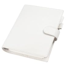 Moterm A5 Elite Rings Planner - Genuine Leather Binder Organizer without Big Back Pocket (Pebbled-Cream, 25mm Ring)