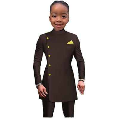 African Suits for Boy Solid Jackets and Pants 2 Piece Suit Business Dress Party Suit