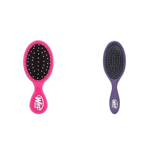 Wet Brush Detangling Set, Mini Pink & Original Purple – Soft IntelliFlex Bristles for Wet or Dry Hair – Works on Straight, Curly, and Thick Hair – For Women and Men