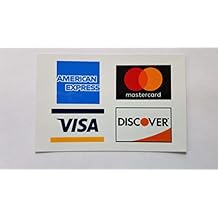 Credit Card Sticker Signs Stickers 2 Pack 5x 3 Inch - Authentic Visa, MasterCard, Amex & Discover, Premium Self-Adhesive Vinyl, Laminated, UV, Weather, Scratch, Water and Fade Resistance
