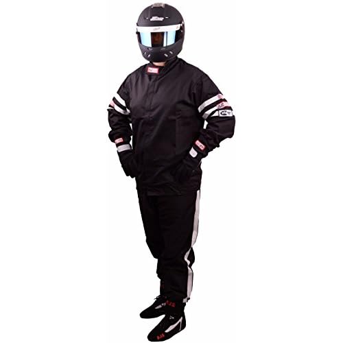 RJS Racing FIRE Suit Racing Jacket & Pants BlackWhite Stripe Adult XL SFI 3.2A1
