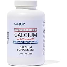 Major Oyster Shell Calcium with Vitamin D3 500 mg / 5 mcg (200 IU) - Daily Calcium Supplement - 300 Tablets (1 Pack)