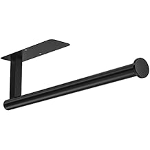 ASTOFLI Paper Towel Holder Under Cabinet No Drilling, Self Adhesive Paper Towel Holder Wall Mount for Kitchen Rack, Under Counter Napin Holder No Drill, 304 Stainless Steel Matte Black