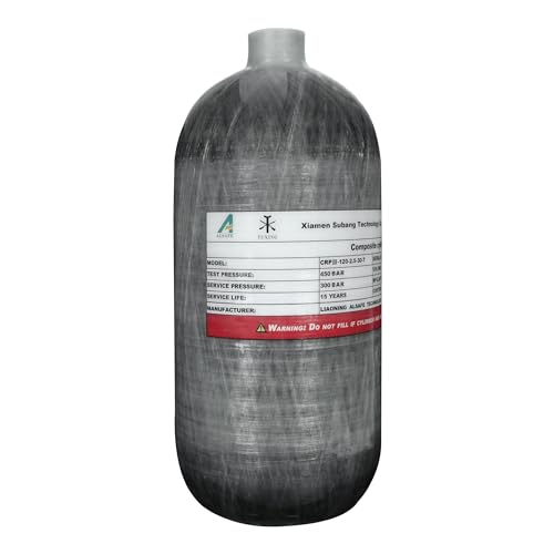 TUXING 4500psi300Bar High Pressure HPA Tank, 2.5L Carbon Fiber Cylinder, Composite Diving Bottle, PCP Paintball Air Tank Scuba M181.5
