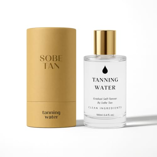 Tanning Water - Hydrating Self-Tanning Mist with Aloe Vera, 5 Natural Ingredients, Food-Grade Preservatives, Vegan, Cruelty-Free, Streak-Free Golden Sunless Tan, 3.4 fl oz TSA-Approved