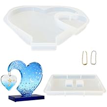 3D Heart Photo Frame Resin Molds Set DIY Love Shape Picture Frames Silicone Molds for Anniversary Birthday Epoxy Casting Mould Casting Art Crafts Table Home Decor Gift (Style 1)