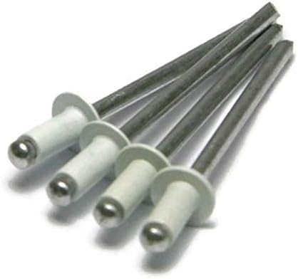 White Pop Rivets 1/8 Diameter All Aluminum Painted Blind Rivets 4-2, 1/8" x 1/8" Grip QTY 250