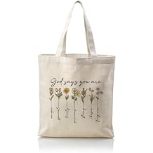 Aesthetic Canvas Tote Bag, Floral Pattern, Medium Size, Female, Eco-friendly, Double-sided Design