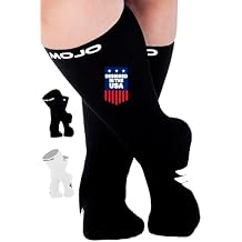 Mojo Compression Socks - Black and White Athletic Crew Length for Medium Support (15-20mmHg) - Available in 8 Sizes for Men and Women - 1 Pair