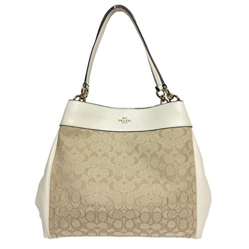 COACH Lexy Shoulder Bag in Outline Signature khakichalk F57612